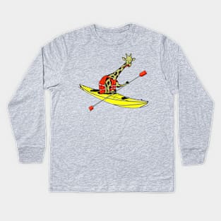 Giraffe in a boat Kids Long Sleeve T-Shirt